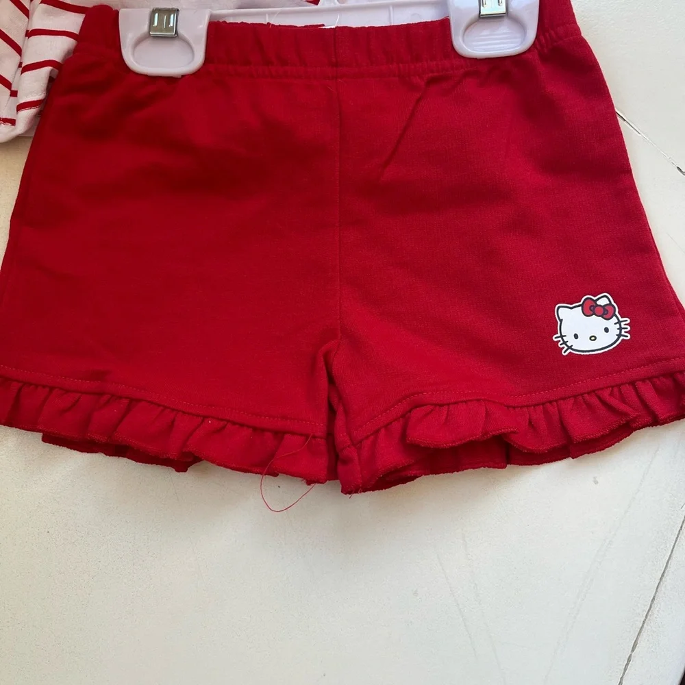 Hello Kitty Striped Red and White 2 Piece Shorts Set